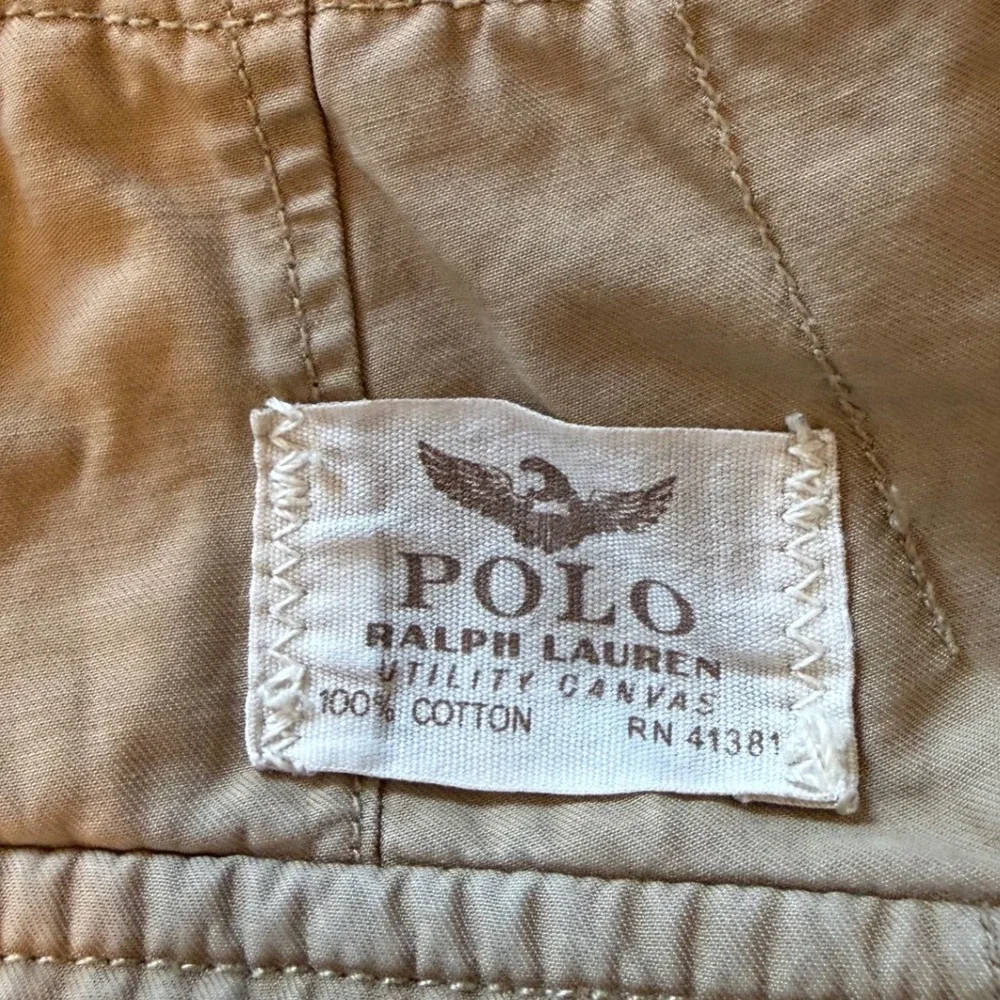Polo Ralph Lauren Mens 32 Khaki Tan Utility Canvas Classic Fit Cargo Shorts